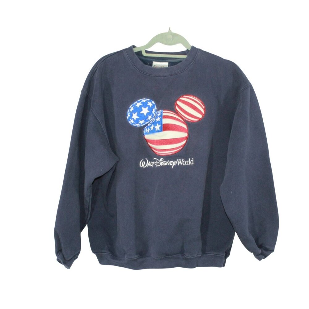 Vintage Disney World USA Mickey Mouse Ears Crewneck Sweatshirt Unisex Blue XL